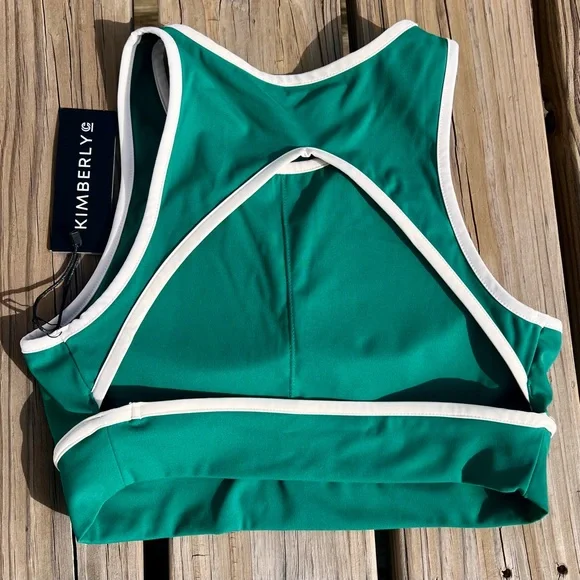KimberlyC M Green/White Sports Bra! NEW! - Picture 9 of 16